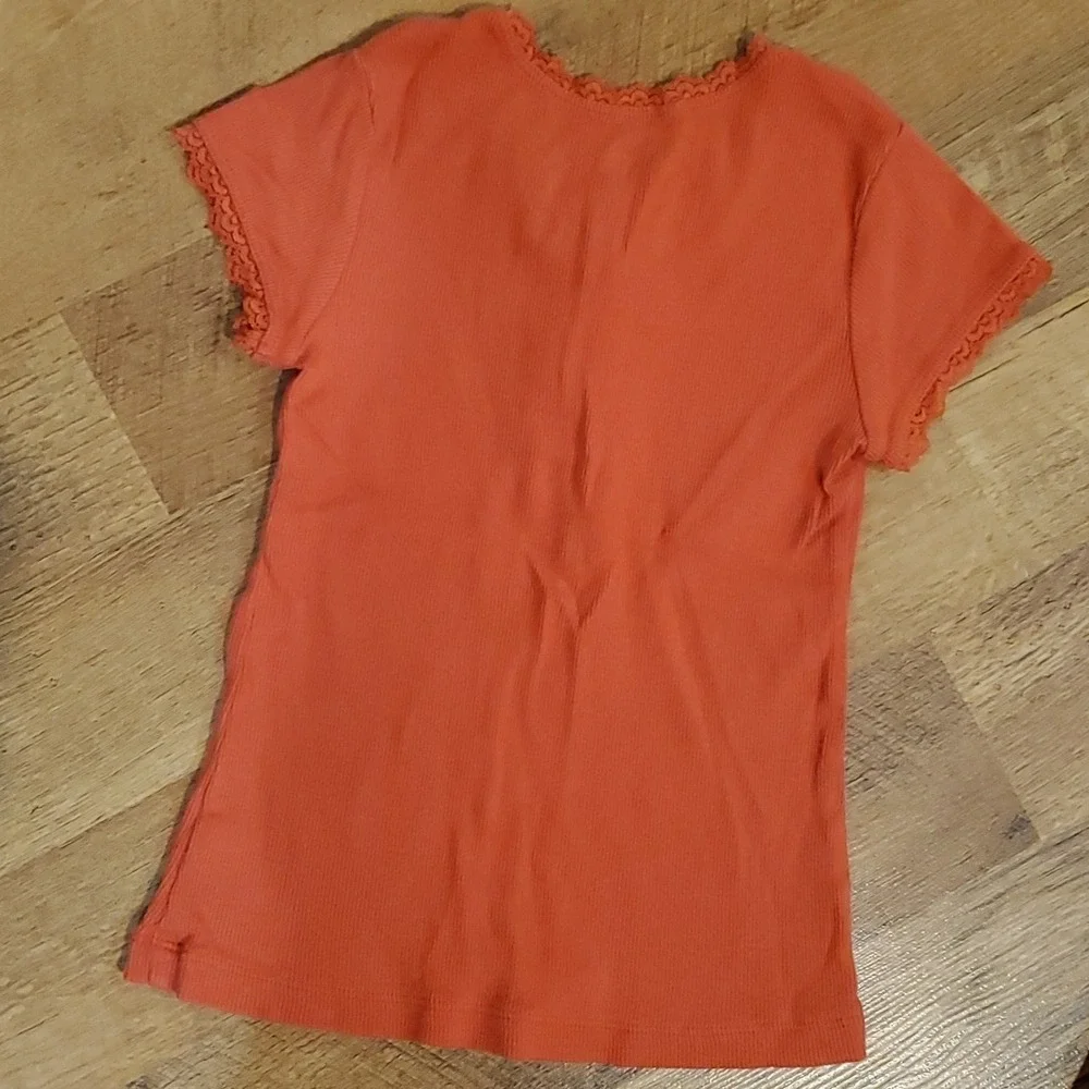 Children's Place‎ Girls Orange Ribbed Short Sleeve Shirt w Striped Skirt Size 5